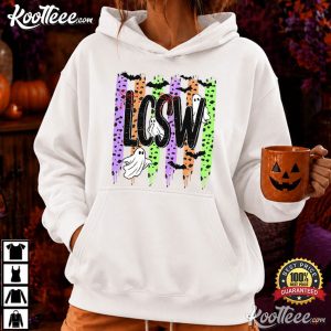 LCSW MSW Striped Ghost Halloween Spooky Dalmatian T Shirt (1)