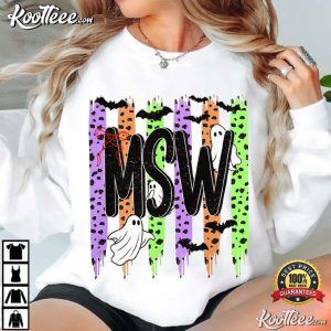 LCSW MSW Striped Ghost Halloween Spooky Dalmatian T Shirt (2)
