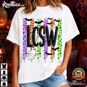 LCSW MSW Striped Ghost Halloween Spooky Dalmatian T Shirt (3)