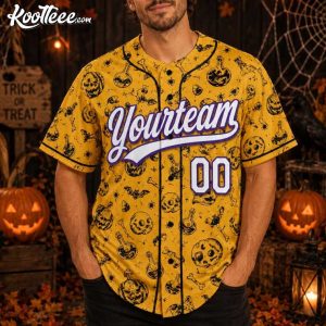 Halloween Pumpkin Skull Custom Name Number Baseball Jersey (2)