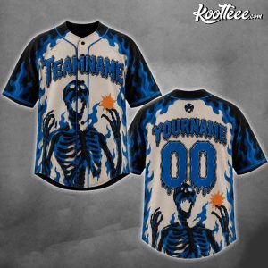 Halloween Skeleton Gothic Skull Custom Name Baseball Jersey