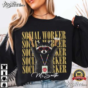 Social Worker Personalized Funny Raccoon School T-Shirt Social Worker Personalized Funny Raccoon School T Shirt (1)