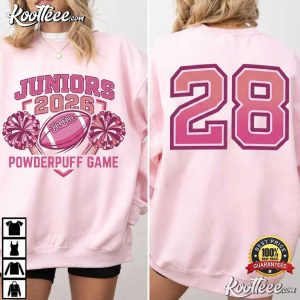Juniors 2026 Powderpuff Pink Football Game Day Sports T Shirt (1)