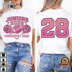 Juniors 2026 Powderpuff Pink Football Game Day Sports T Shirt (3)