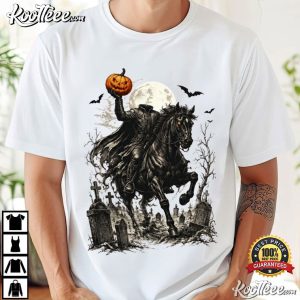 Headless Horseman Pumpkin Rider Halloween Spooky Graveyard Gothic T Shirt (4)