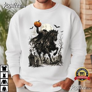 Headless Horseman Pumpkin Rider Halloween Spooky Graveyard Gothic T Shirt (2)