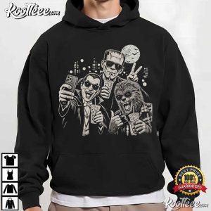 Dracula Frankenstein Werewolf Coffee Halloween Monsters Selfie T Shirt (2)