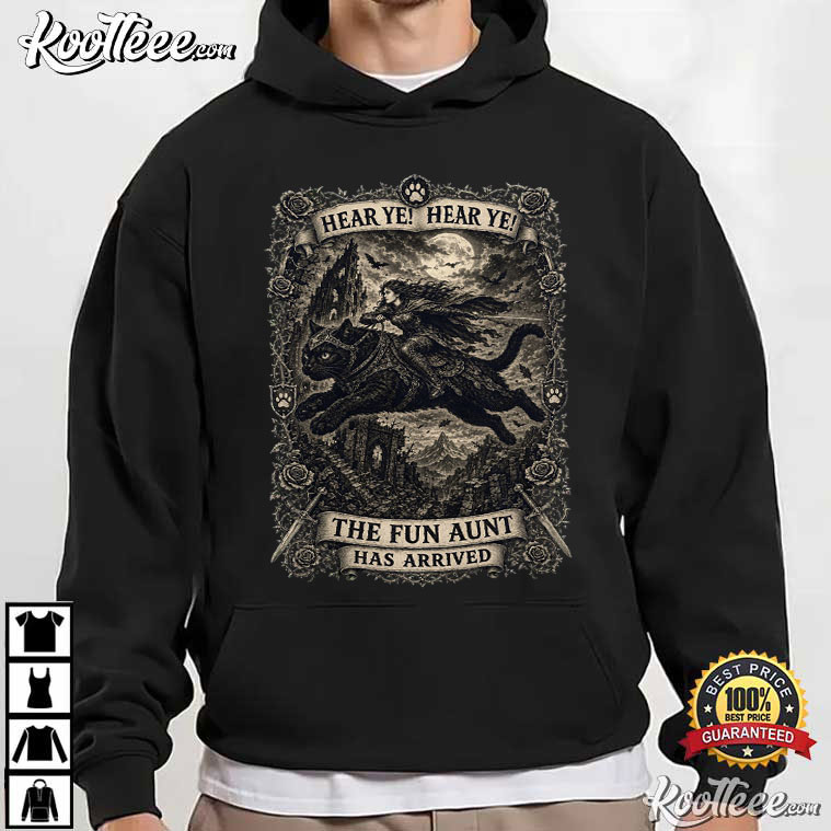 Auntie Cat Meme Fun Aunt Knight Riding Black Cat T-Shirt Auntie Cat Meme Fun Aunt Knight Riding Black Cat T-Shirt