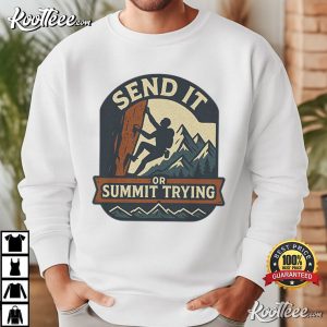 Send It Or Summit Trying Retro Rock Climbing T Shirt (1)
