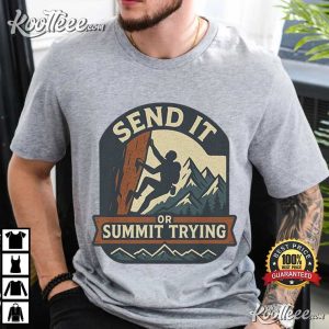 Send It Or Summit Trying Retro Rock Climbing T Shirt (3)