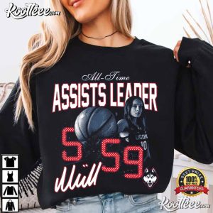 UConn Huskies Nika Muhl All Time Assists Leader Basketball T Shirt (3)