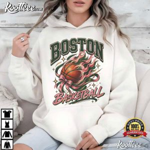 Boston Flaming Basketball Retro Hoop Graphic T Shirt (4)