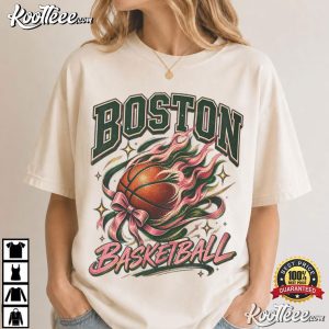 Boston Flaming Basketball Retro Hoop Graphic T Shirt (3)