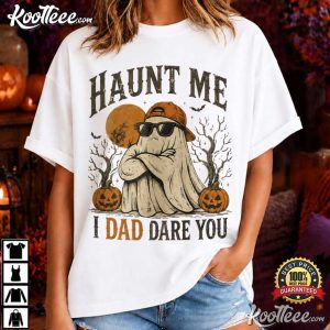Spooky Pumpkin Retro Ghost Dad Halloween T Shirt (2)