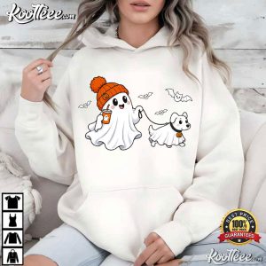 Halloween Funny Ghost Walking Dog Ghost Dog Cute T Shirt (4)