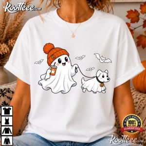 Halloween Funny Ghost Walking Dog Ghost Dog Cute T Shirt (2)