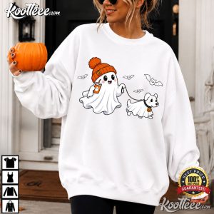 Halloween Funny Ghost Walking Dog Ghost Dog Cute T Shirt (3)
