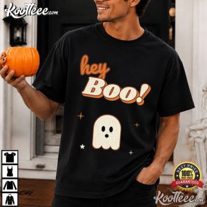 Hey Boo Ghost Cute Halloween Spooky Season T Shirt (4)