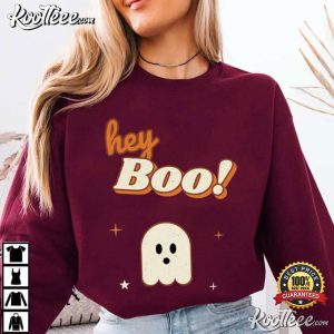 Hey Boo Ghost Cute Halloween Spooky Season T Shirt (2)