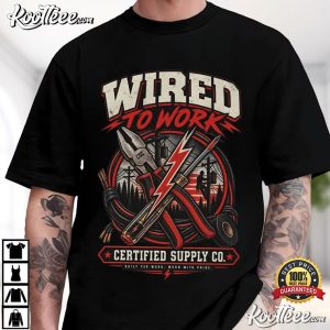 Wired To Work Electrician Vintage Blue Collar T Shirt (1)