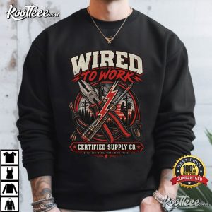 Wired To Work Electrician Vintage Blue Collar T Shirt (3)