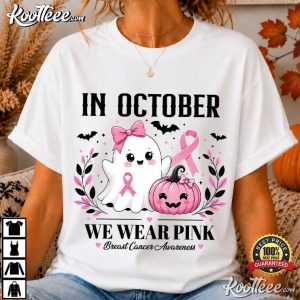In October We Wear Pink Breast Cancer Awareness Halloween T Shirt (1)