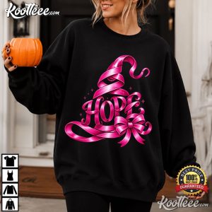 Pink Ribbon Witch Hat Hope Halloween Breast Cancer Awareness T-Shirt Pink Ribbon Witch Hat Hope Halloween Breast Cancer Awareness T Shirt (4)