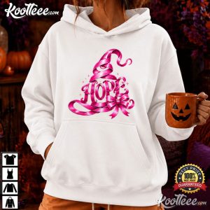 Pink Ribbon Witch Hat Hope Halloween Breast Cancer Awareness T-Shirt Pink Ribbon Witch Hat Hope Halloween Breast Cancer Awareness T Shirt (2)