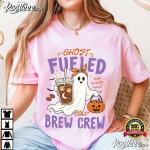 Ghost Fueled Cold Brew Crew Cute Halloween Spooky T Shirt (4)