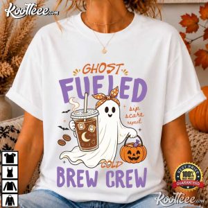 Ghost Fueled Cold Brew Crew Cute Halloween Spooky T Shirt (3)