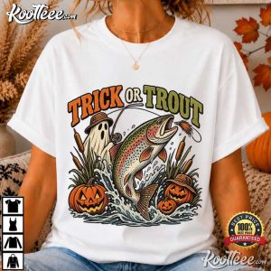 Trick Or Trout Halloween Fishing Spooky Ghost T Shirt (4)