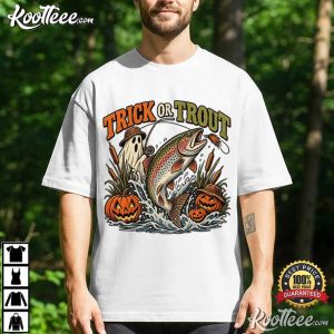 Trick Or Trout Halloween Fishing Spooky Ghost T Shirt (1)