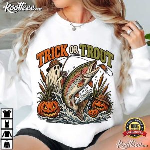 Trick Or Trout Halloween Fishing Spooky Ghost T Shirt (2)