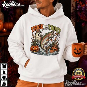 Trick Or Trout Halloween Fishing Spooky Ghost T Shirt (3)