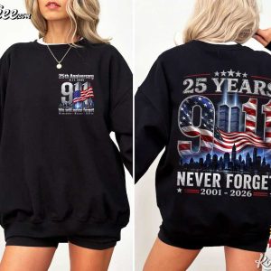 September 11 25th Anniversary 911 Memorial Never Forget American Flag T Shirt (2)