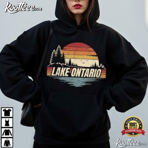 Lake Ontario Great Lakes Sunset Retro Canada Vacation T Shirt (4)