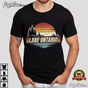 Lake Ontario Great Lakes Sunset Retro Canada Vacation T Shirt (1)