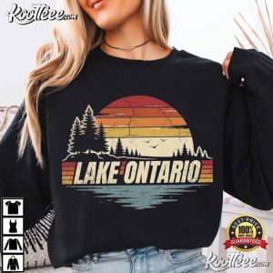 Lake Ontario Great Lakes Sunset Retro Canada Vacation T Shirt (3)