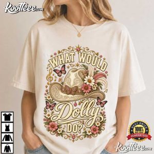 Dolly Parton What Would Dolly Do Cowgirl Hat Western Floral T Shirt (2)