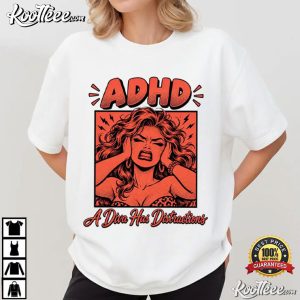 Funny ADHD A Diva Has Distractions Retro Pop Art T Shirt (1)