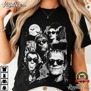 Halloween Monster Group Selfie Funny Spooky Season T Shirt (2)