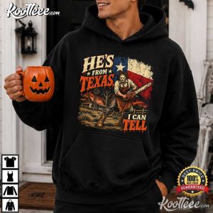 He’s From Texas I Can Tell Slasher Horror Halloween Fan T Shirt (2)