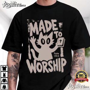 Made To Worship Punk Cat Christian Bible Verse T Shirt (4)