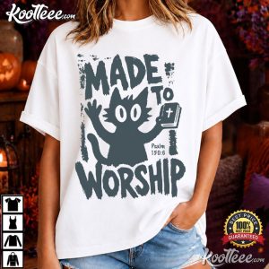 Made To Worship Punk Cat Christian Bible Verse T Shirt (3)