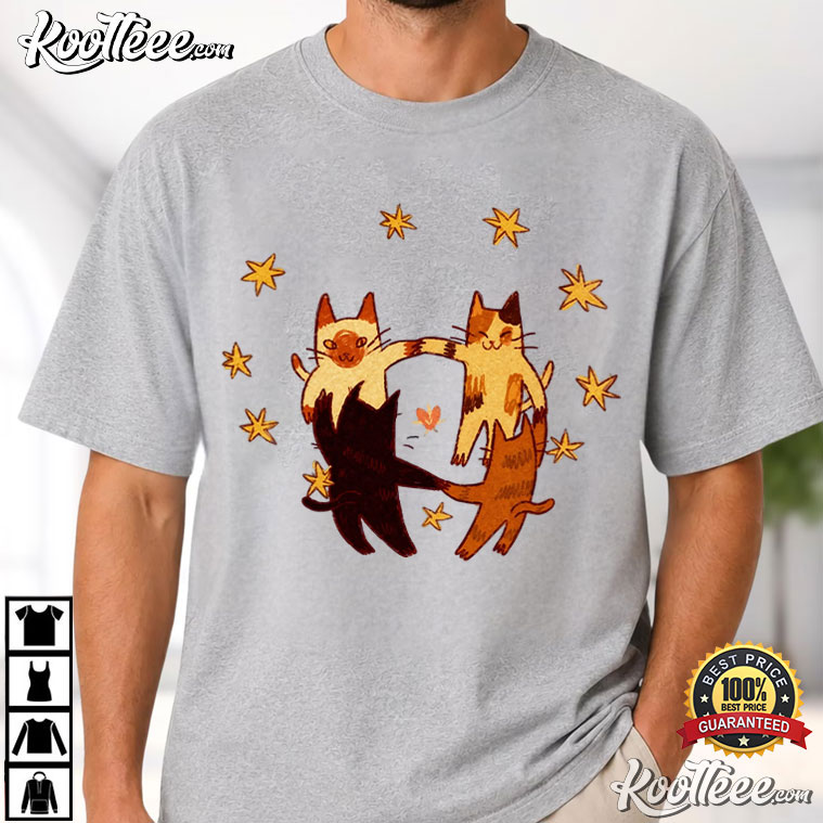 Cat Lovers Cute Dancing Cats Cottagecore Cute T-Shirt