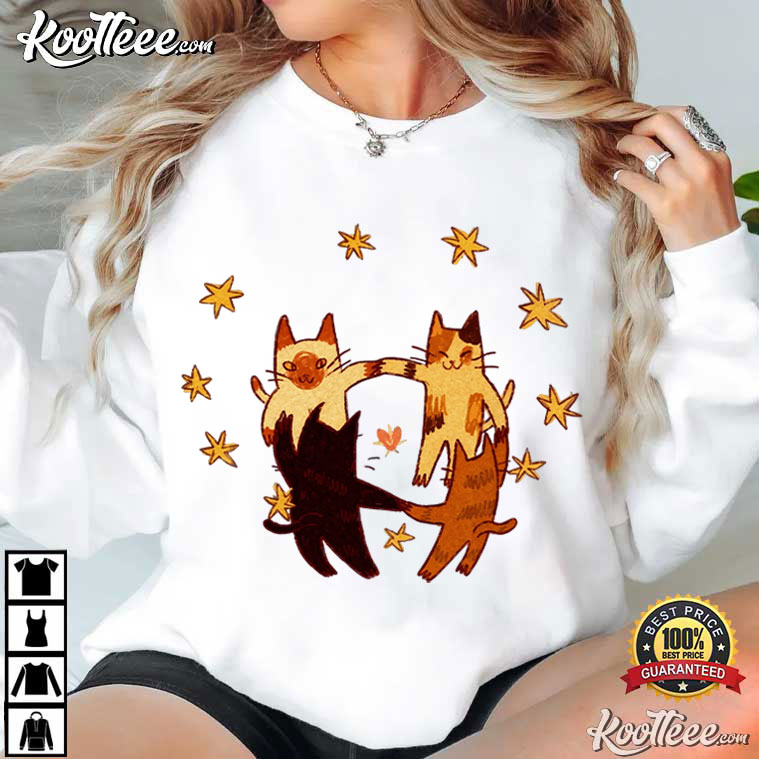 Cat Lovers Cute Dancing Cats Cottagecore Cute T-Shirt