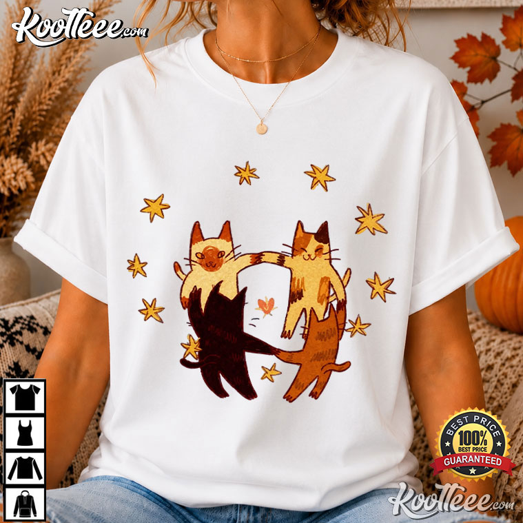 Cat Lovers Cute Dancing Cats Cottagecore Cute T-Shirt Cat Lovers Cute Dancing Cats Cottagecore Cute T-Shirt