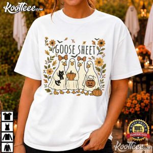 Goose Sheet Halloween Geese Pumpkin T Shirt (3)
