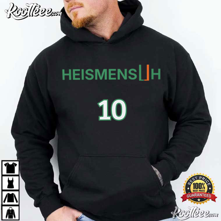 Miami Hurricanes Heismensuh 10 Darian Mensah Heisman Football T-Shirt Miami Hurricanes Heismensuh 10 Darian Mensah Heisman Football T-Shirt