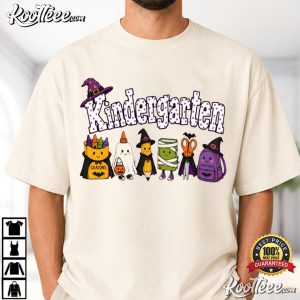 Kindergarten Halloween Spooky School Supplies T Shirt (4)